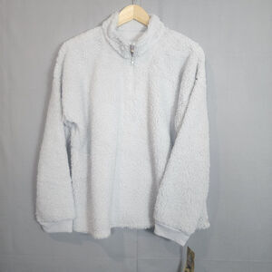 Muk Luks Women's Sherpa Quarter Zip‎ Pullover Ivory Size L - NWT